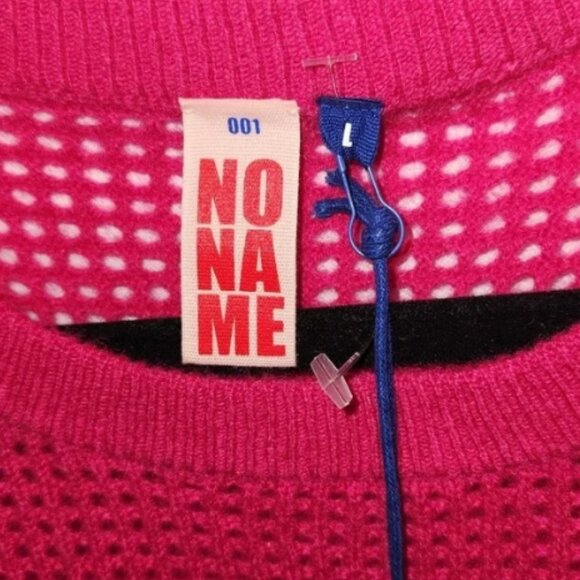NO NAME pink open-knit cashmere short sleeve dropped shoulder sweater L - Picture 2 of 8